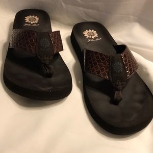 Brown Yellow Box flip flops